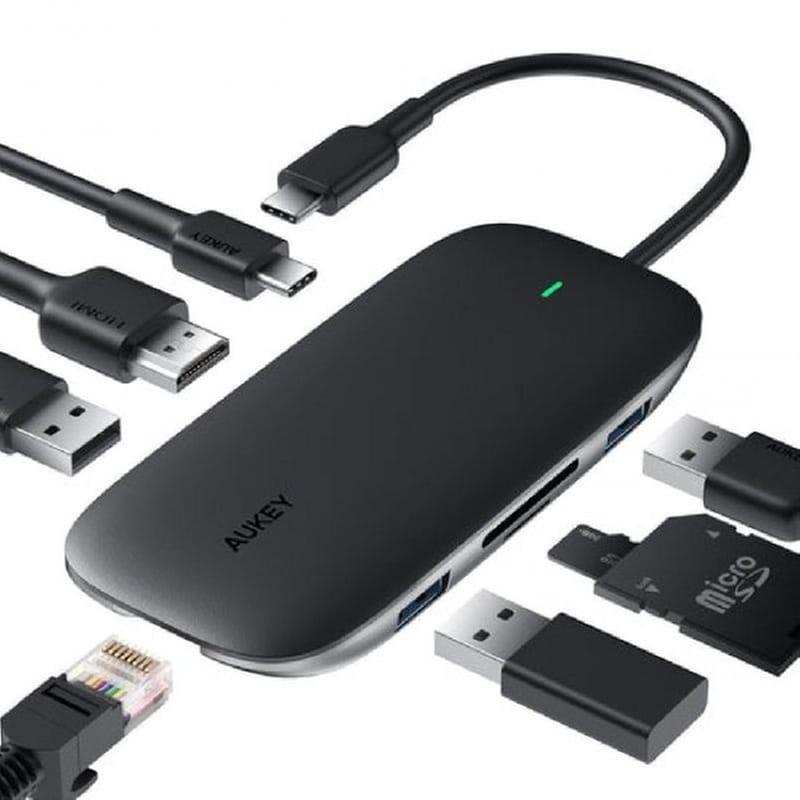 Aukey CB-C71 USB Hub 3.1 με 8 θύρες - Μαύρο