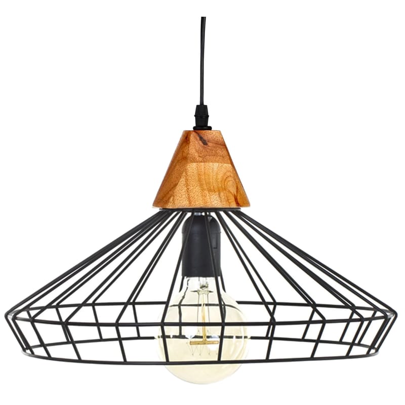 Φωτιστικό Οροφής Spitishop E27 Μεταλλικό 38x23cm - Μαύρο/Καφέ