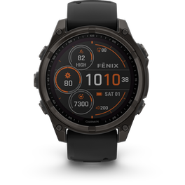 Smartwatch Garmin Fenix 8 Solar 47mm - Sapphire, Carbon Gray DLC Titanium with Black/Pebble Gray Silicone Band