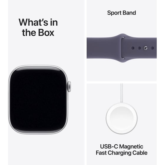 Apple Watch Series 11 GPS + Cellular 46mm Silver Aluminium Case with Purple Fog Sport Band - S/M image 7