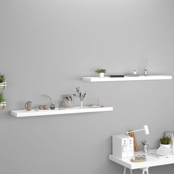 Ράφια Τοίχου VidaXL από MDF 120x23.5x3.8 cm 2 Τμχ  - Λευκό image 1