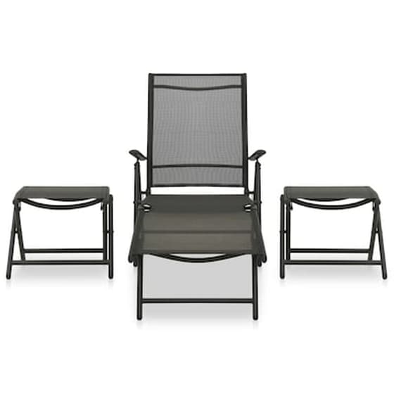 Σετ Σαλόνι Κήπου Vidaxl από Textilene/Αλουμίνιο 3 Τμχ - Μαύρο image 2