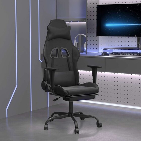 Καρέκλα Gaming VIDAXL 345419 με Υποπόδιο από Τεχνητό Δέρμα - Μαύρη image 9