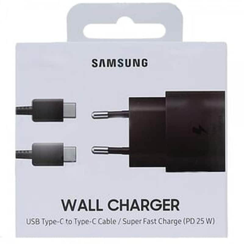SAMSUNG Σετ Φόρτισης Samsung Usb-C 3A 25W with cable Usb-C to Usb-C 1m - Black