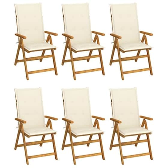 Vidaxl Καρέκλες Κήπου Πτυσσόμενες 6 Τεμ. Από Ξύλο Ακακίας Με Μαξιλάρια image 0