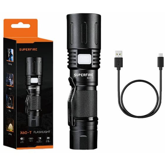 Φακός Superfire X60-T Αδιάβροχος 1500lm - Μαύρο image 2