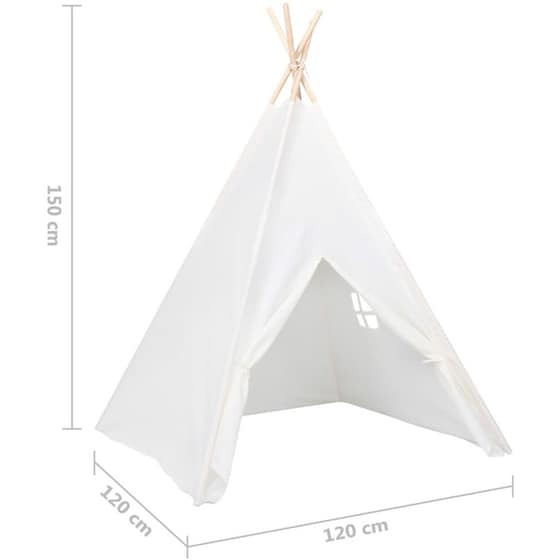 Vidaxl Σκηνή Teepee Παιδική 120 x 120 x 150 Εκ Λευκή image 5