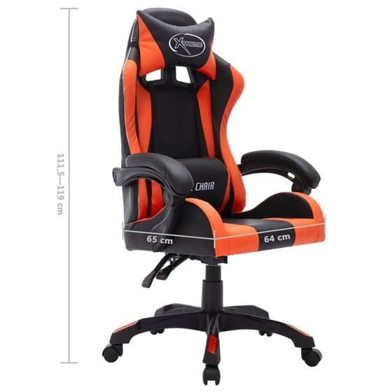 Καρέκλα Gaming VidaXL Racing LED RGB από Τεχνητό Δέρμα - Μαύρη/Πορτοκαλί image 10