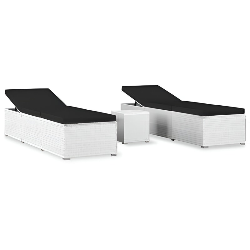 VIDAXL Σετ Ξαπλώστρες VidaXL με Τραπέζι από Συνθετικό Ρατάν 3Τμχ - Μαύρο