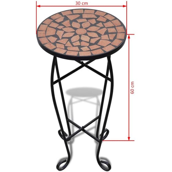 Τραπέζι Εξωτερικού Χώρου Βοηθητικό VidaXL από Σίδηρο φ30x60 cm - Τερακότα/Μαύρο image 3