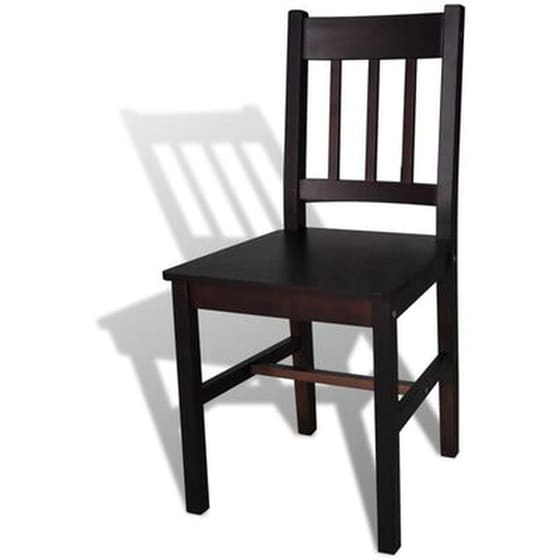 Καρέκλες Τραπεζαρίας Vidaxl από Ξύλο Πεύκου 4 Τμχ - Σκούρο Καφέ image 1