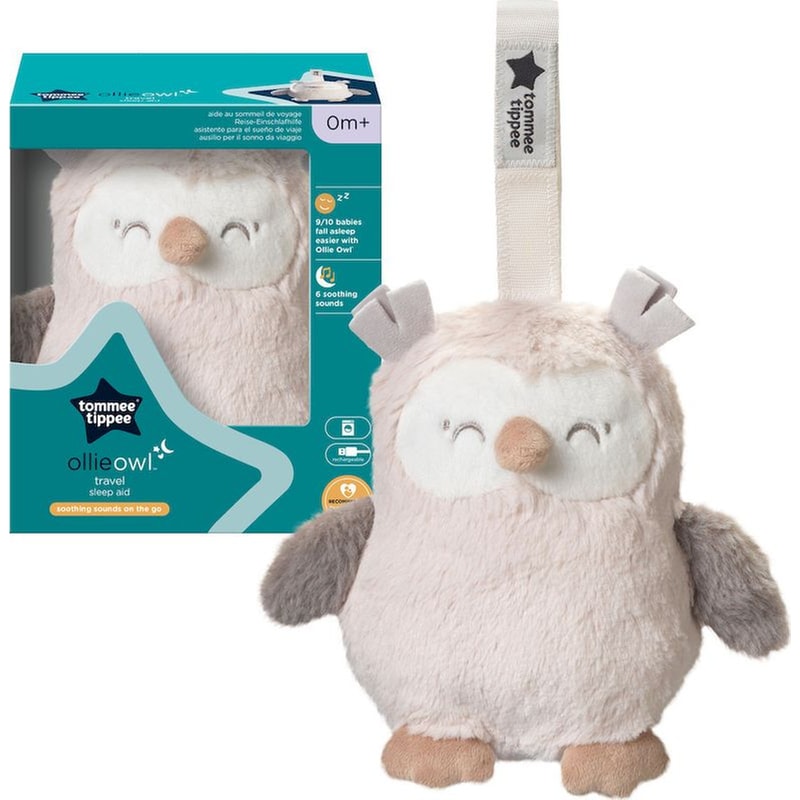 TOMMEE TIPPEE Tommee Tippee Ollie The Owl Ταξιδιωτικό Κρεμαστό Παιχνίδι/ Βοήθημα Ύπνου με Αισθητήρα για Κλάμα, Φως, Ήχο