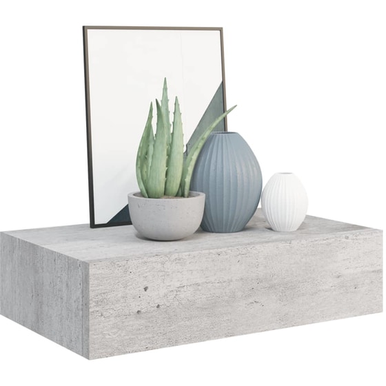 Ράφια Τοίχου VidaXL με Συρτάρι από MDF 40x23.5x10 cm 2 Τμχ - Γκρι image 8