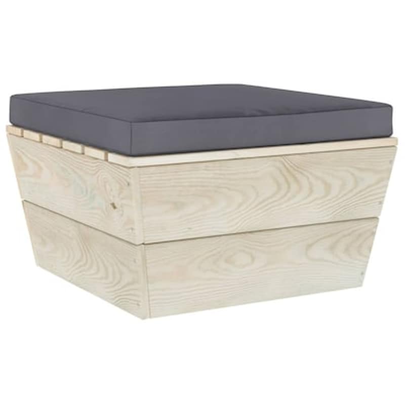 Υποπόδιο Κήπου VidaXL με Μαξιλάρια από Εμποτισμένο Ξύλο Ερυθρελάτης 60x60x30 cm - Ανθρακί VIDAXL