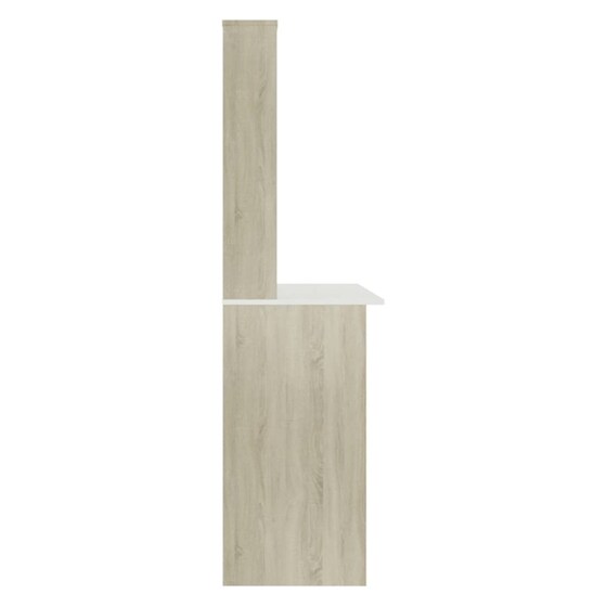 Γραφείο VidaXL με Ράφια από Μοριοσανίδα 110x45x157 cm - Λευκό/Sonoma Δρυς image 4