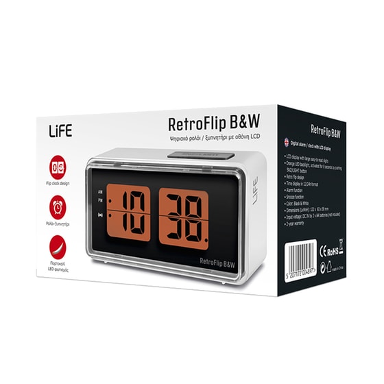 Ψηφιακό Ρολόι Life Επιτραπέζιο Retrolife B&W 12.2x6x 5.8 cm - Λευκό image 6