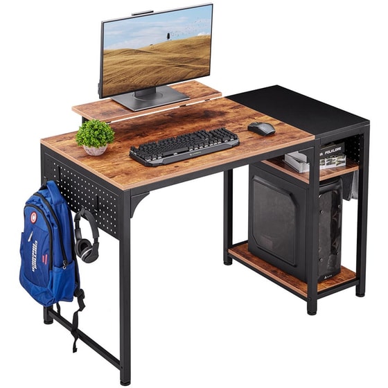 Γραφείο Υπολογιστή Eureka Ergonomic από Μελαμίνη 120x60cm - Καφέ/Μαύρο image 0