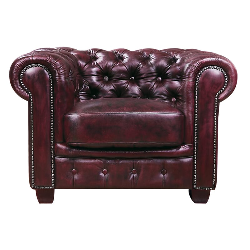 WOODWELL Πολυθρόνα Woodwell Chesterfield C56173 από Δέρμα - Αντικέ Κόκκινη