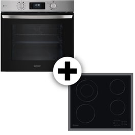 INDESIT IO 278PS X & RI 261 X 71 Lt Inox Εντοιχιζόμενος Σετ Φούρνος και Εστία