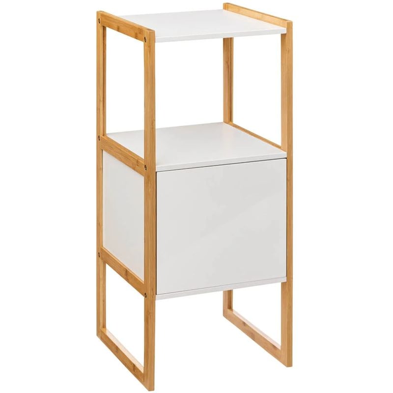 SPITISHOP Ντουλάπι Μπάνιου Με Ράφι Spitishop F-v Natureo White 174894a από Bamboo/MDF 33x33x80cm - Λευκό/Χρυσό