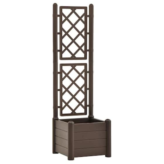 Vidaxl Ζαρντινιέρα Κήπου Με Καφασωτό Μόκα 43x43x142 Εκ. Πολυπροπυλένιο image 2