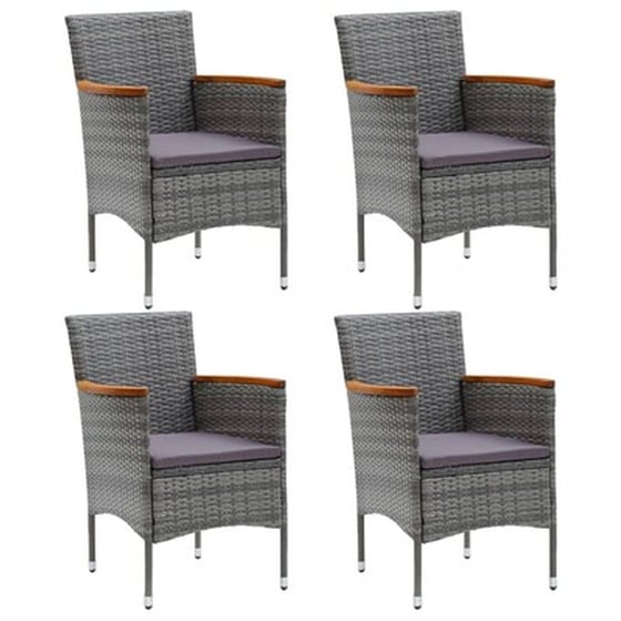Καρέκλες Τραπεζαρίας Κήπου Vidaxl από Συνθετικό Ρατάν 4 Τεμ. 55x58x84cm - Γκρι image 1