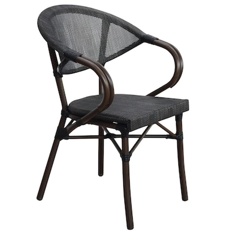 WOODWELL Πολυθρονα Alu Καφε - Textilene Μαυρο