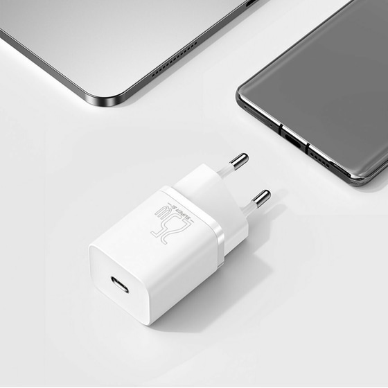 Καλώδιο δεδομένων Baseus Super Si Quick Charger Usb-C 25W with cable Usb-C 1m - White image 6