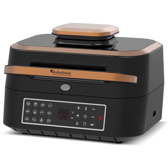 TURBOTRONIC TT-AG700 με Καπάκι 1800 W 6.5 L Μαύρο/Χρύσο Φριτέζα Αέρος - Grill image 2