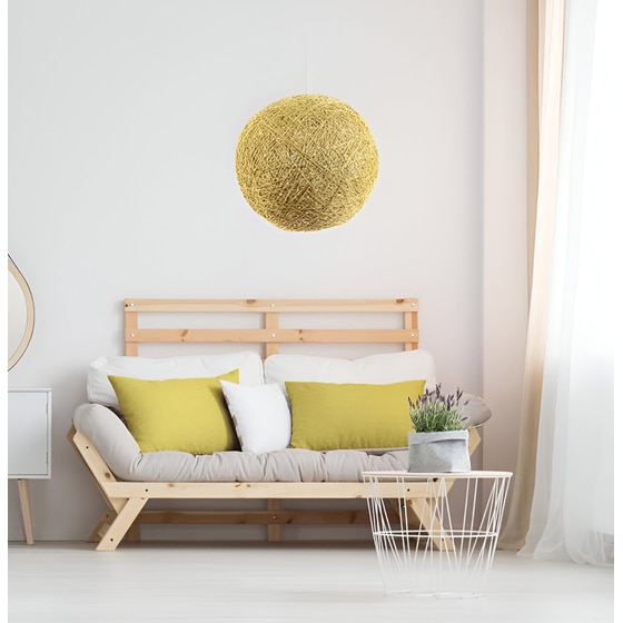 Πλεκτό Σφαιρικό Αμπαζούρ Home Deco Factory La10303 30 cm - Κίτρινο image 1