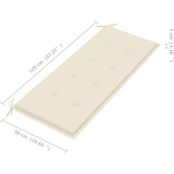 Παγκάκι Κήπου VidaXL με Μαξιλάρι από Μασίφ Ξύλο Teak 128.5x57.5x90 cm - Καφέ/Μπεζ image 7