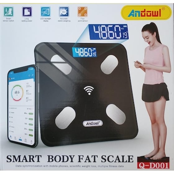Ψηφιακή Smart Ζυγαριά Σώματος Andowl Q-D001 S με Λιπομετρητή & Bluetooth Μαύρη image 1