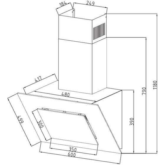 DAVOLINE FEEL BLACK GLASS 60 60 cm Μαύρο Απορροφητήρας Καμινάδα - Τζάκι image 1