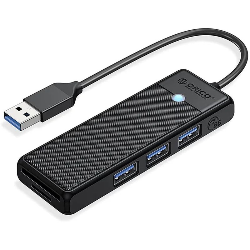 Orico Usb Hub Papw3at-u3 Με Sd/micro Sd/3x Usb Θύρες, 5gbps, Μαύρο
