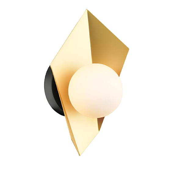 Απλίκα Τοίχου Aca Polygon Hl42591w28bg Μεταλλική 13.5x28 cm - Χρυσή/Μαύρη image 0