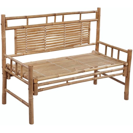 Παγκάκι Κήπου VidaXL με Μαξιλάρι από Μπαμπού 120x55x90 cm - Καφέ/Μπλε image 2