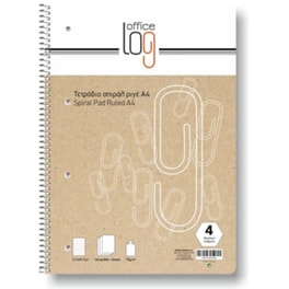 Τετράδιο Σπιράλ OFFICE LOG Α4 4 Θεμάτων (1 Τεμάχιο)