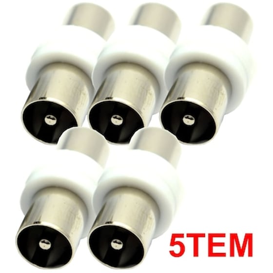 Αντάπτορας Powertech Coaxial male σε Coaxial male 5τμχ Λευκό image 0