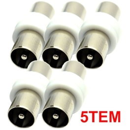 Αντάπτορας Powertech Coaxial male σε Coaxial male 5τμχ Λευκό