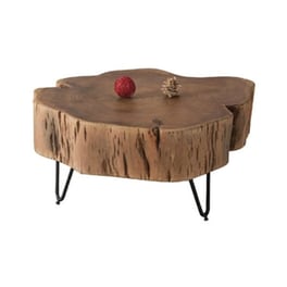 Τραπεζάκι Σαλονιού Woodwell από Ξύλο Ακακίας 58x56x30cm - Καφέ