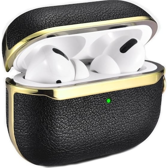 Icarer Electroplating Pu Leather Θήκη Για Apple Airpods Pro - Black image 0