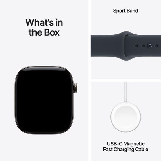 Apple Watch Series 12 GPS + Cellular 46mm Natural Titanium Case with Navy Blue Sport Band - S/M image 6