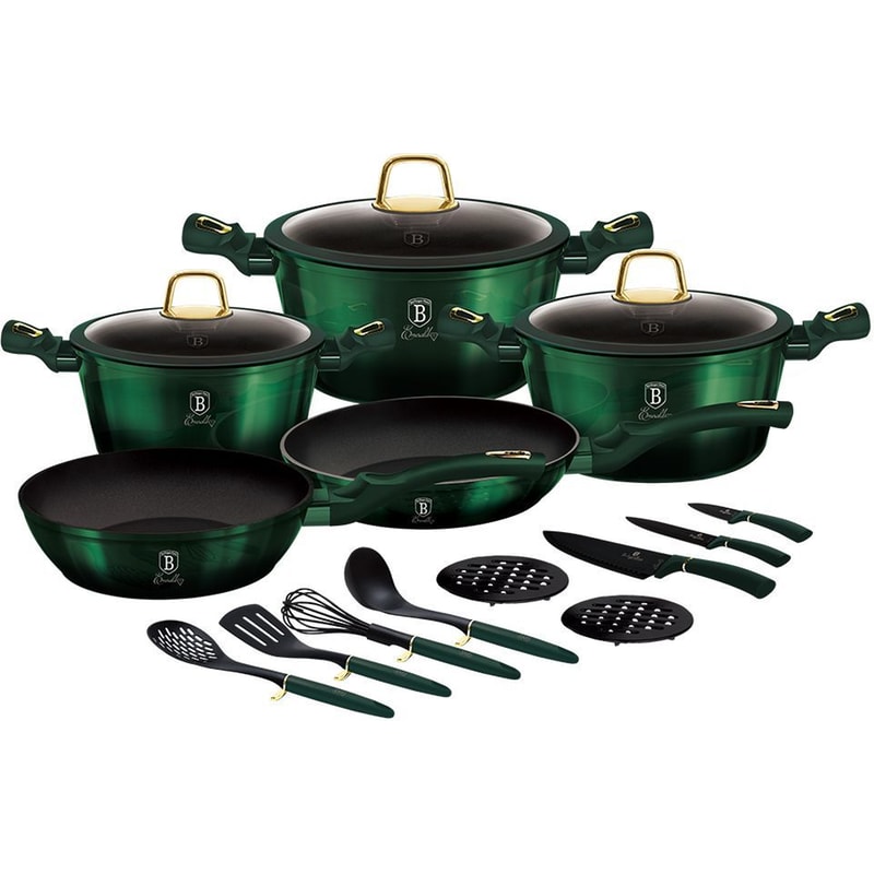 BERLINGER HAUS Σετ Μαγειρικά Σκεύη BERLINGER BH-7043 17 τμχ Πράσινο