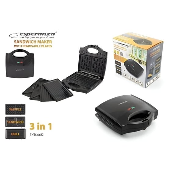 ESPERANZA EKT006K 700W Μαύρη Τοστιέρα - Γκριλιέρα -Βαφλιέρα image 2