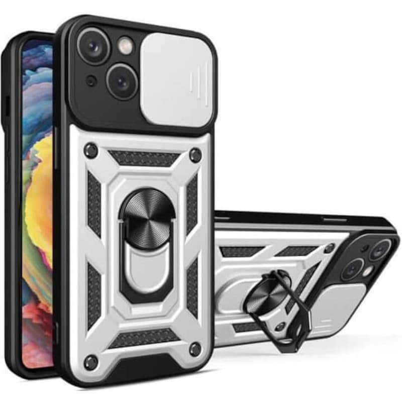 Θήκη Apple iPhone 15 Plus - Bodycell Armor Slide Ring Holder - Silver