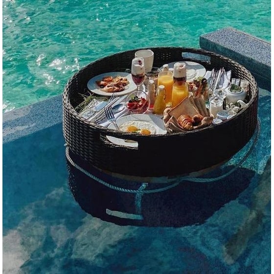 Δίσκος Πισίνας Floating Breakfast 80 cm Στρογγυλός - Μαύρος image 1