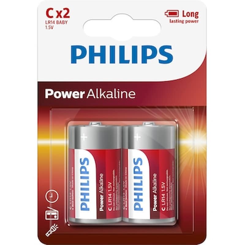 Philips Αλκαλικές Μπαταρίες Lr14p2b C 1.5V 2τμχ