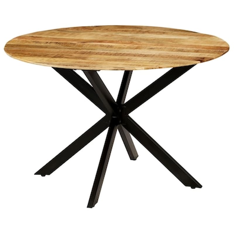 Vidaxl Τραπεζαρία 120 X 77 Εκ. Μασίφ Ακατέργαστο Ξύλο Μάνγκο / Ατσάλι