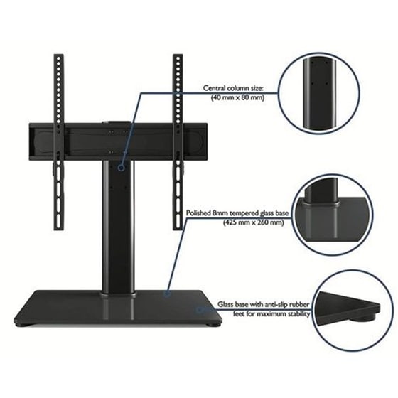 Βάση Τηλεόρασης Επιτραπέζια Axred Ax Vetroso 32" - 60" έως 40 kg - Μαύρο image 2