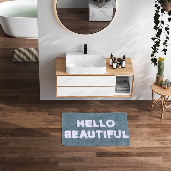 Πατάκι Μπάνιου Das Home Bathmats 0671 Ορθογώνιο από Βαμβάκι 50x80 cm - Γαλάζιο/Λευκό image 1